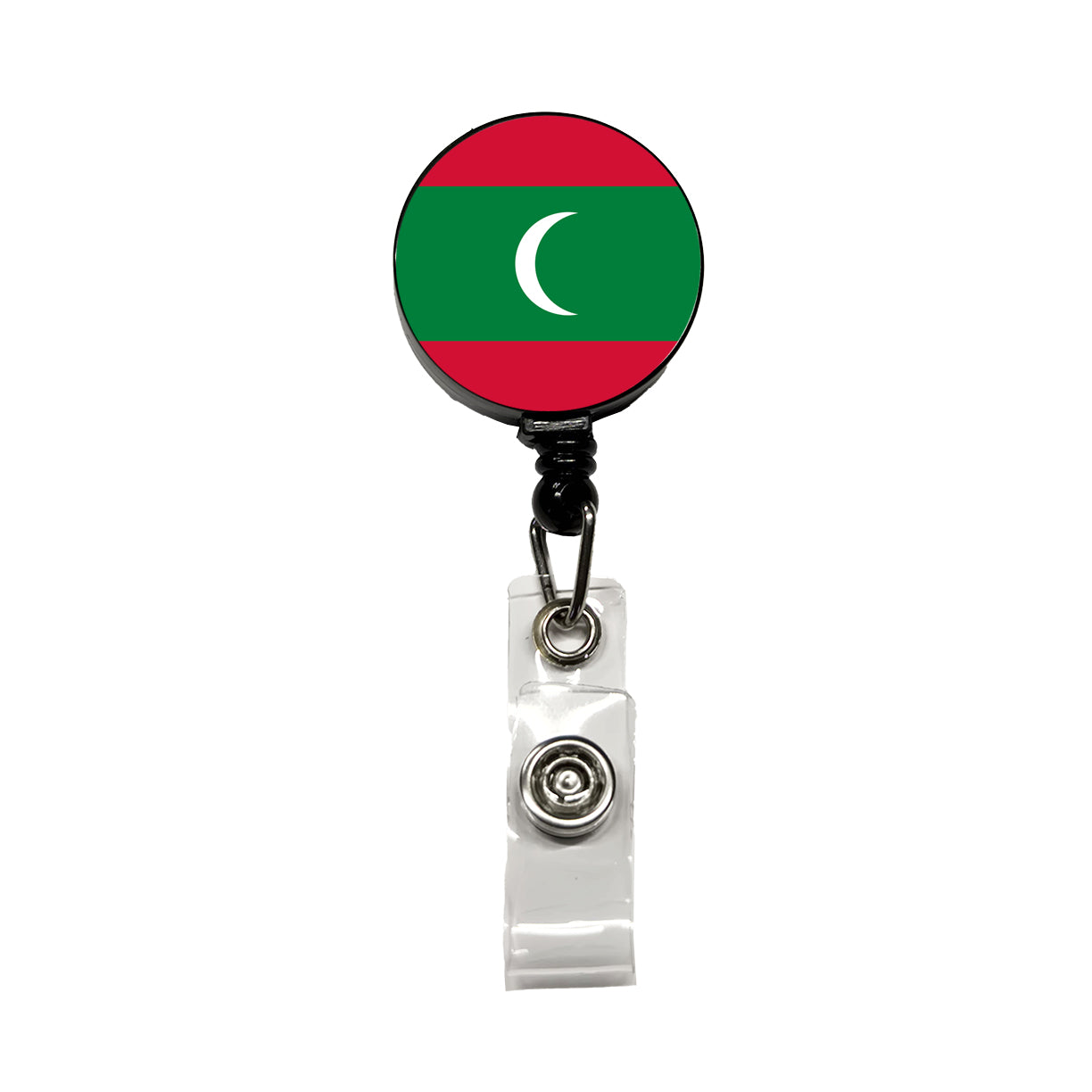 Maldives Country Flag Retractable ID Key Card Name Tag Badge Holder with Clip
