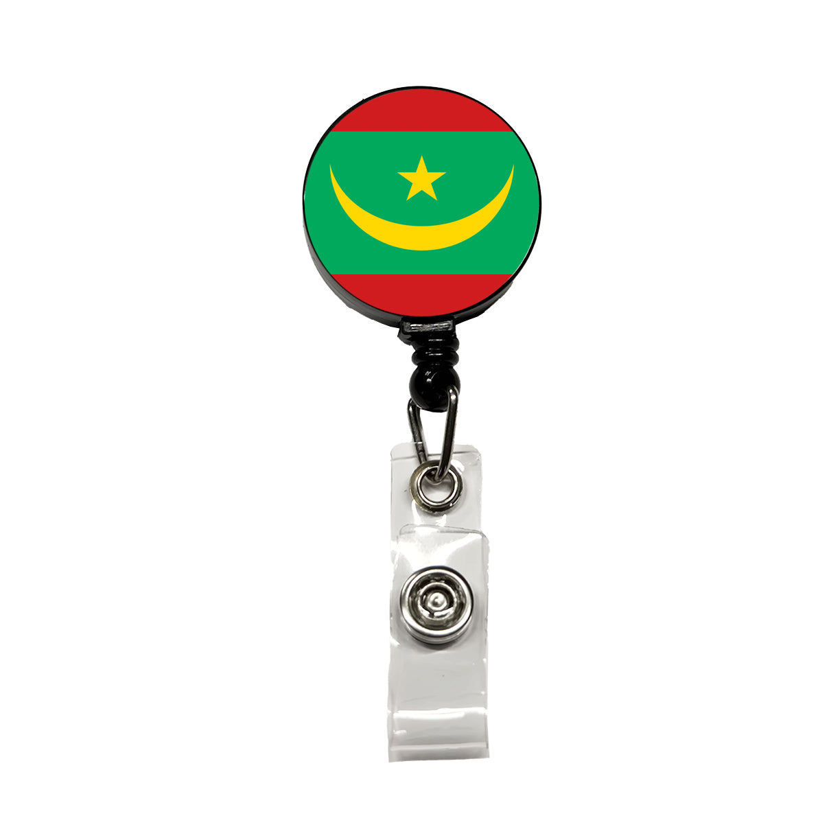 Mauritania Country Flag Retractable ID Key Card Name Tag Badge Holder with Clip