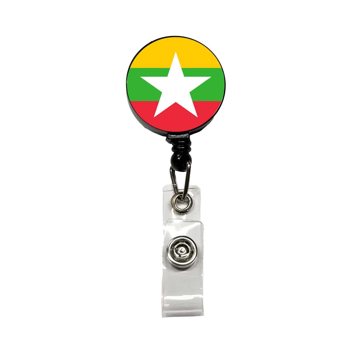Myanmar Country Flag Retractable ID Key Card Name Tag Badge Holder with Clip