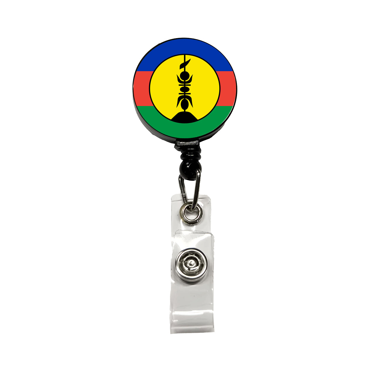 New Caledonia Country Flag Retractable ID Key Card Name Tag Badge Holder with Clip