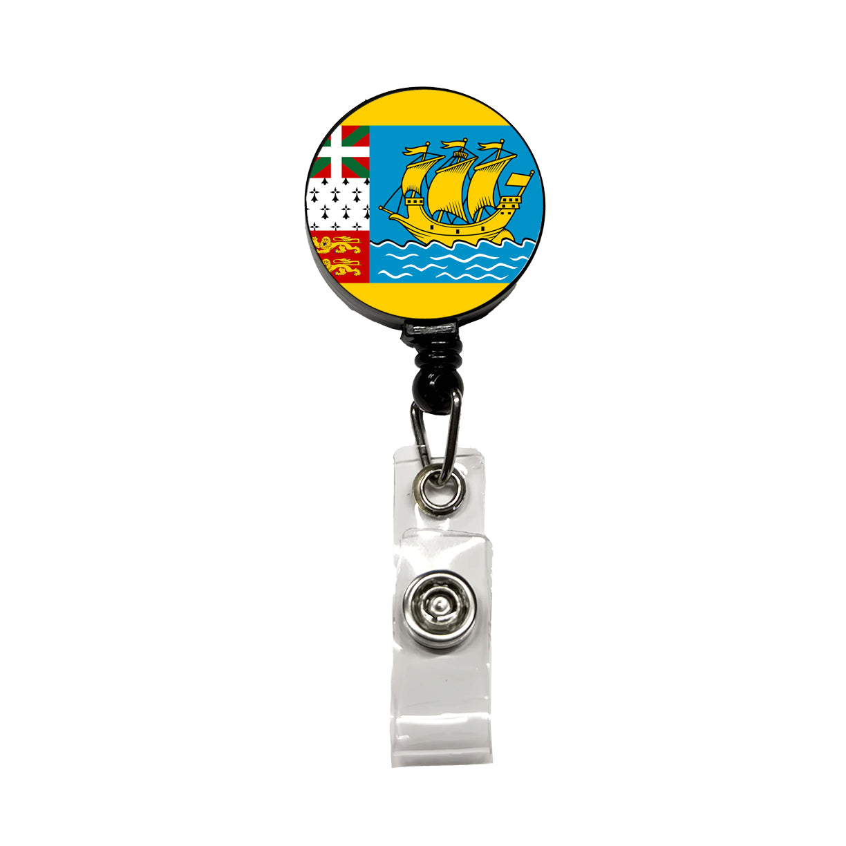 Saint Pierre and Miquelon Country Flag Retractable ID Key Card Name Tag Badge Holder with Clip