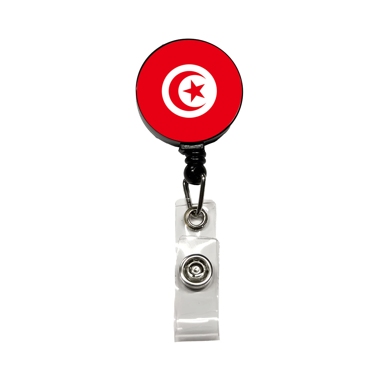 Tunisia Country Flag Retractable ID Key Card Name Tag Badge Holder with Clip