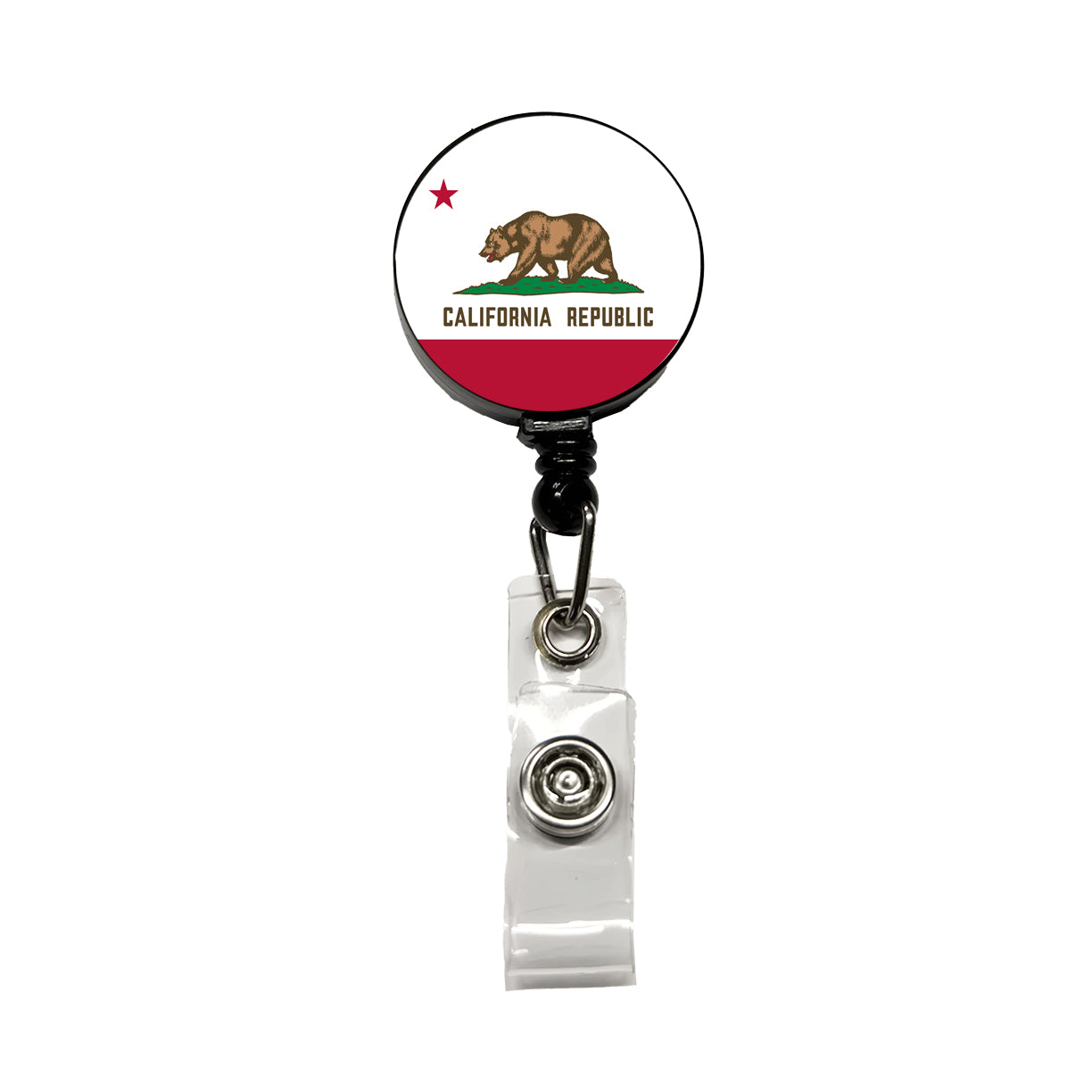 California CA State Flag Retractable ID Key Card Name Tag Badge Holder with Clip