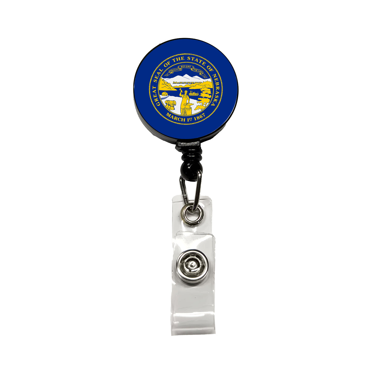 Nebraska NE State Flag Retractable ID Key Card Name Tag Badge Holder with Clip