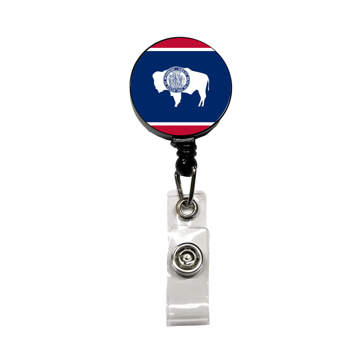 Wyoming WY State Flag Retractable ID Key Card Name Tag Badge Holder with Clip
