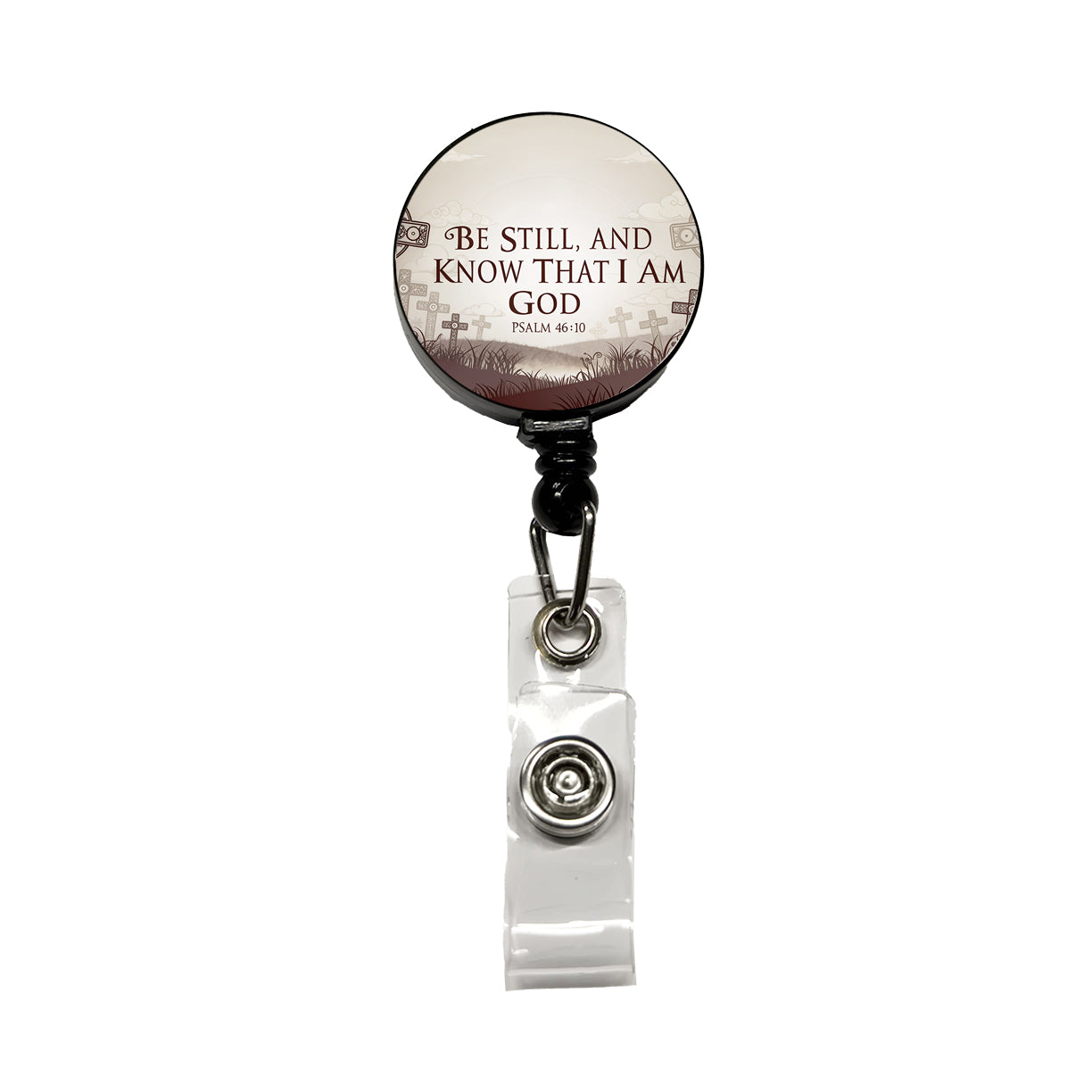 Be Still And Know That I Am God Psalm 46-10 Crosses Retractable ID Key Card Name Tag Badge Holder with Clip