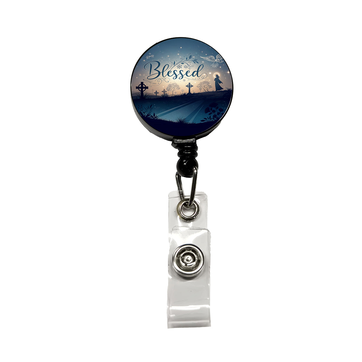 Blessed Religious Crosses Retractable ID Key Card Name Tag Badge Holder with Clip