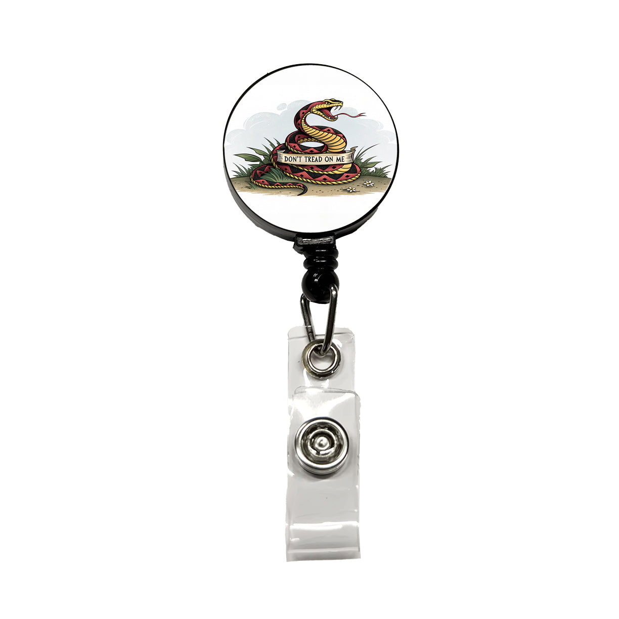 Don't Tread On Me Snake Retractable ID Key Card Name Tag Badge Holder with Clip