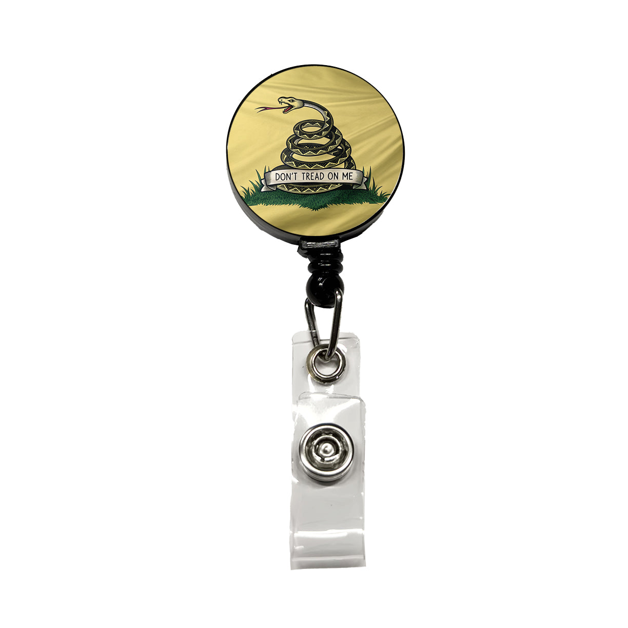 Gadsden Flag Don't Tread On Me Flag Retractable ID Key Card Name Tag Badge Holder with Clip