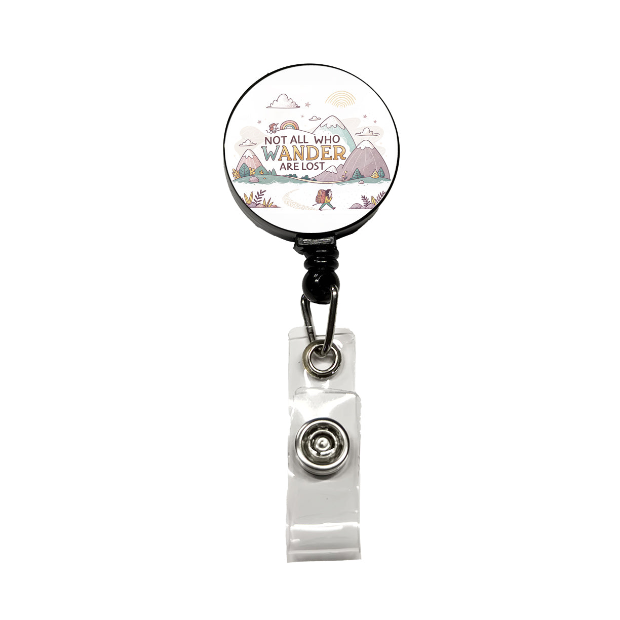 Hiking Camping Not All Who Wander Are Lost Retractable ID Key Card Name Tag Badge Holder with Clip