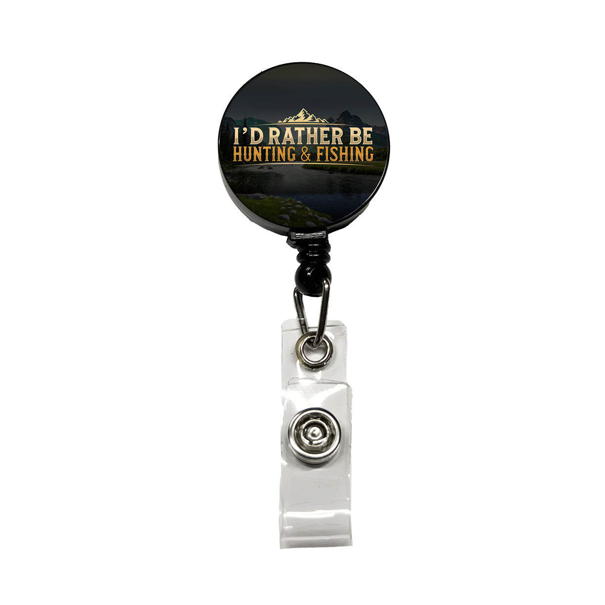 I'd Rather Be Hunting and Fishing Retractable ID Key Card Name Tag Badge Holder with Clip