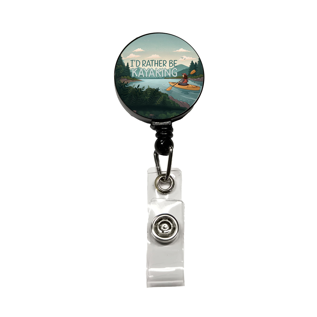 I'd Rather Be Kayaking Woman Kayaker Retractable ID Key Card Name Tag Badge Holder with Clip