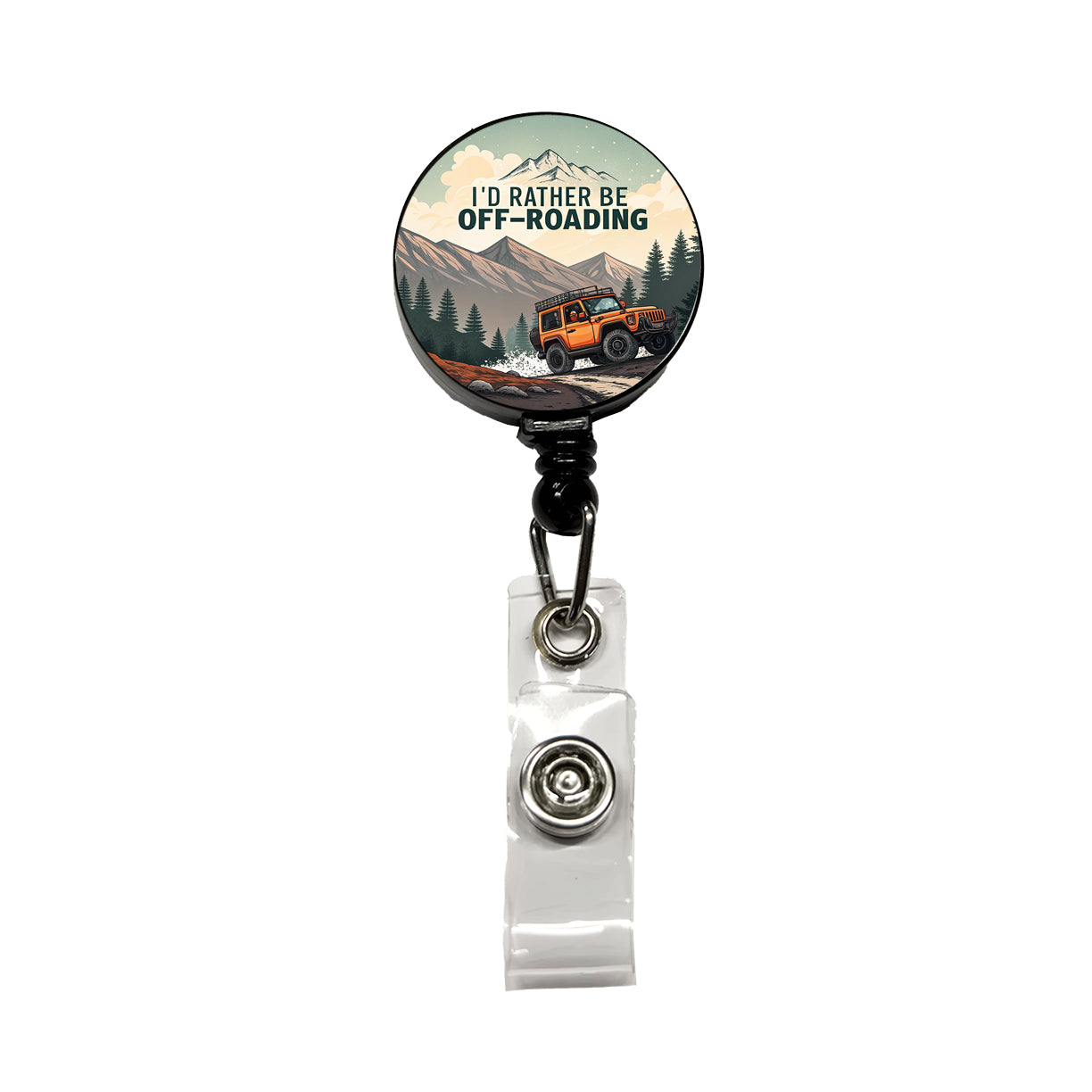 I'd Rather Be Off-Roading 4x4 Retractable ID Key Card Name Tag Badge Holder with Clip