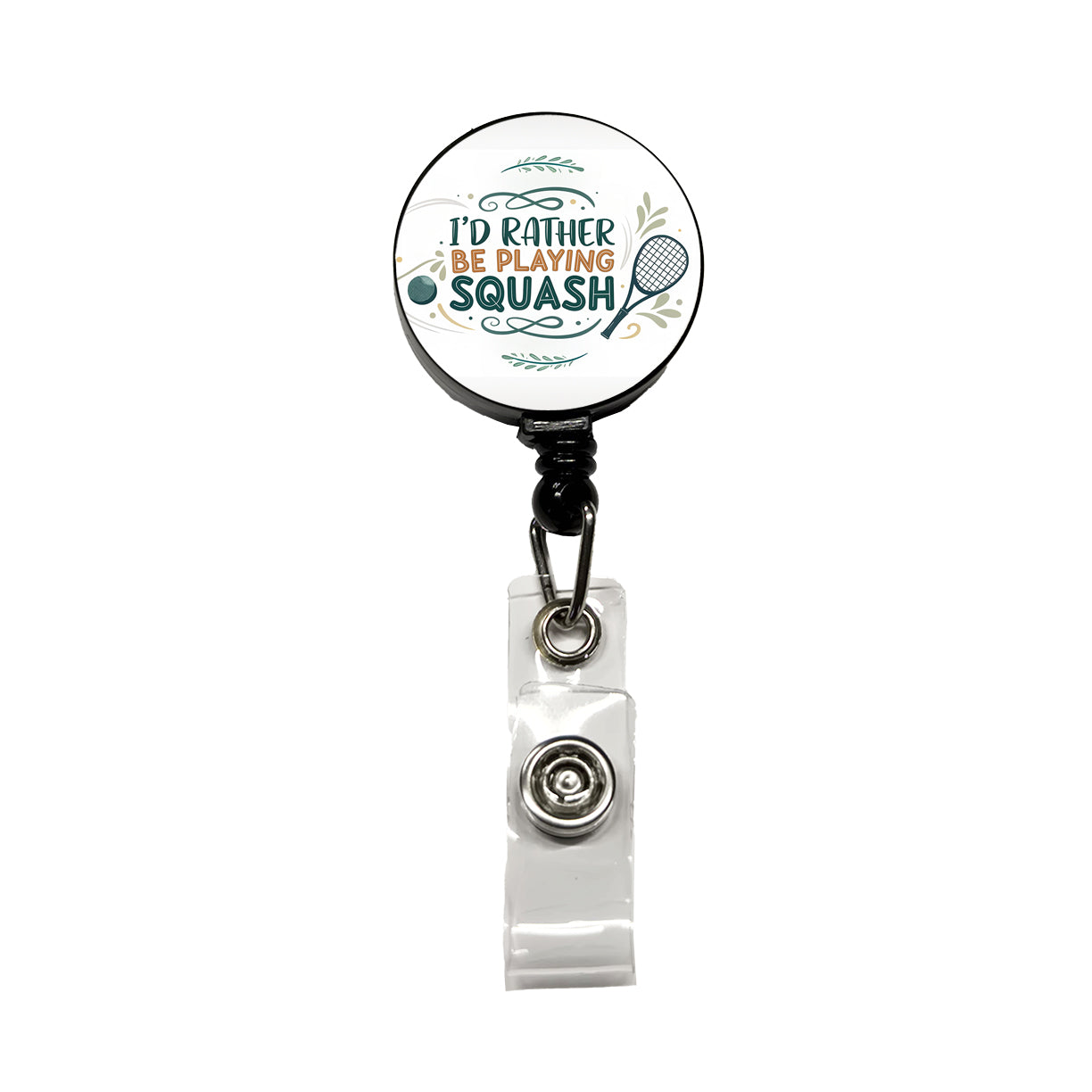 I'd Rather Be Playing Squash Retractable ID Key Card Name Tag Badge Holder with Clip