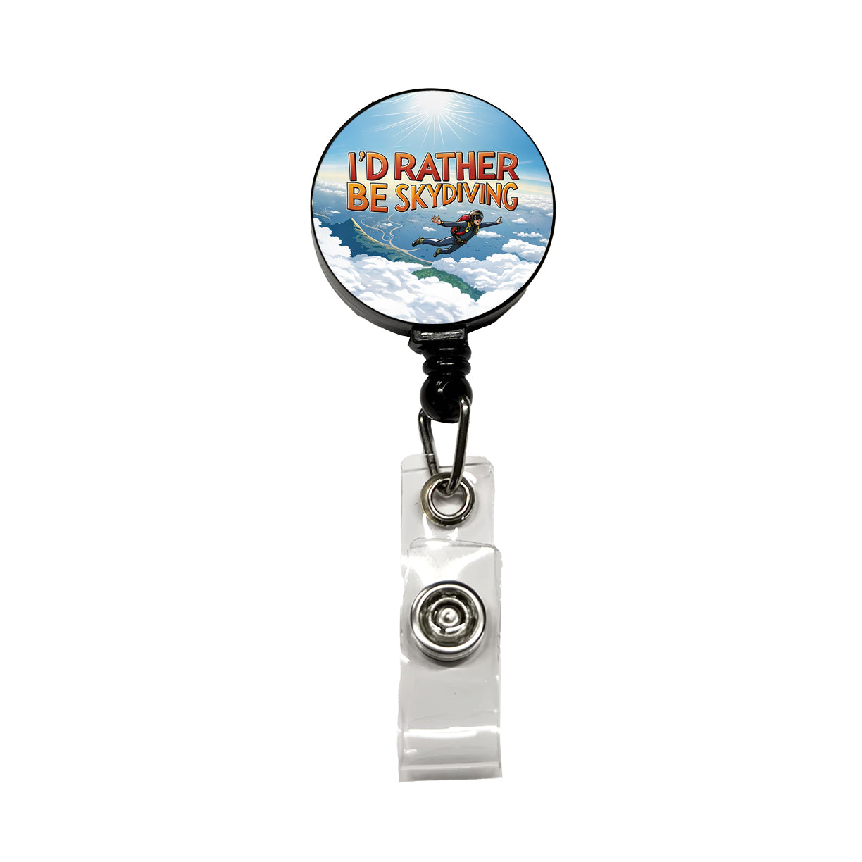 I'd Rather Be Skydiving Skydiver Retractable ID Key Card Name Tag Badge Holder with Clip