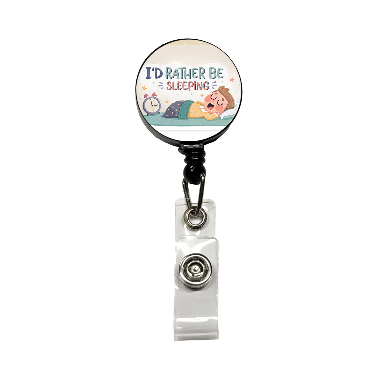 I'd Rather Be Sleeping Funny Retractable ID Key Card Name Tag Badge Holder with Clip