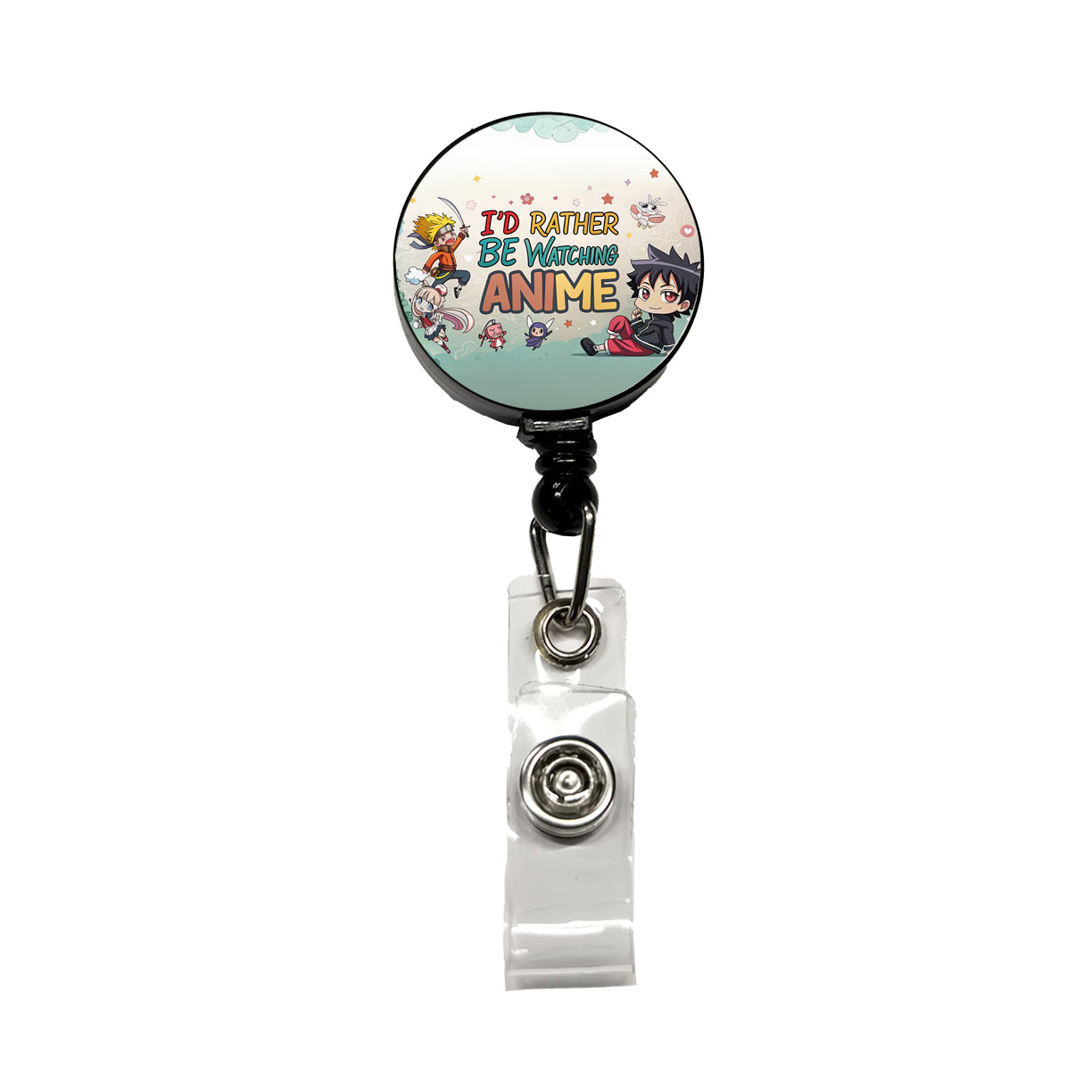 I'd Rather Be Watching Anime Retractable ID Key Card Name Tag Badge Holder with Clip