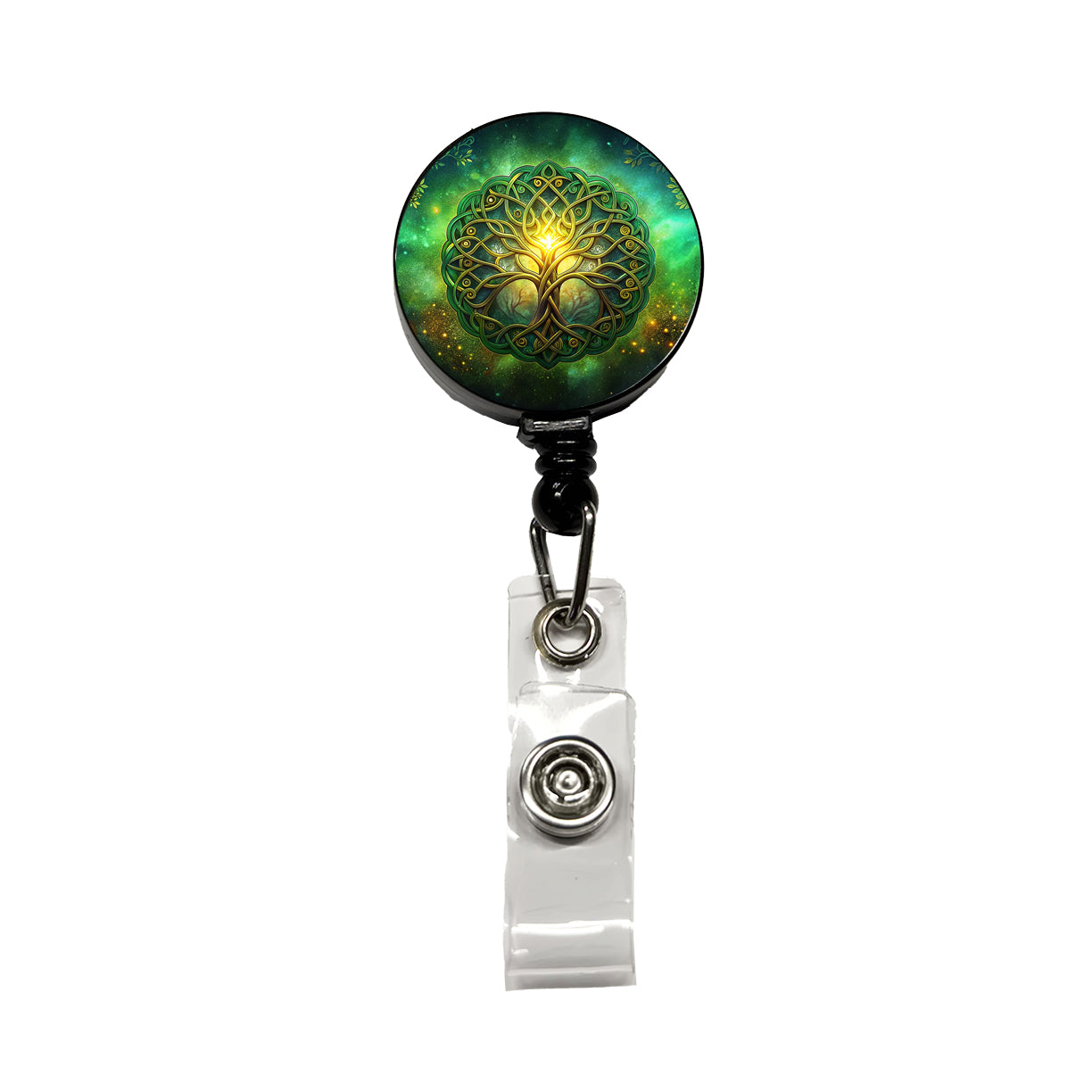 Irish Celtic Elegant Tree Of Life Retractable ID Key Card Name Tag Badge Holder with Clip