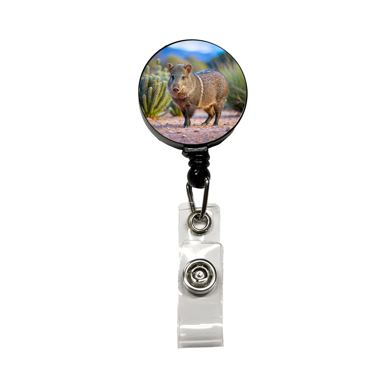 Javelina in Nature Retractable ID Key Card Name Tag Badge Holder with Clip