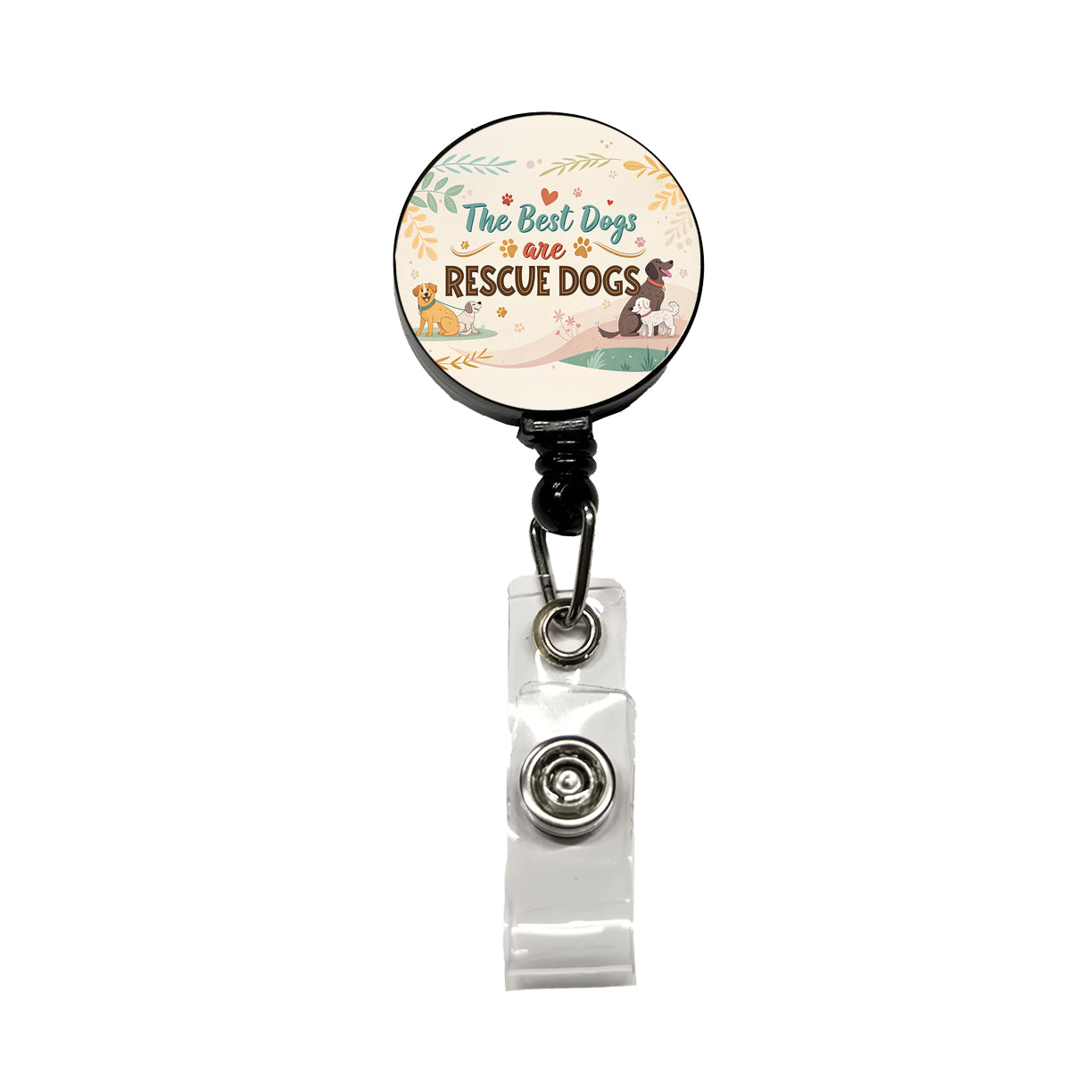 The Best Dogs Are Rescue Dogs Adopt Retractable ID Key Card Name Tag Badge Holder with Clip