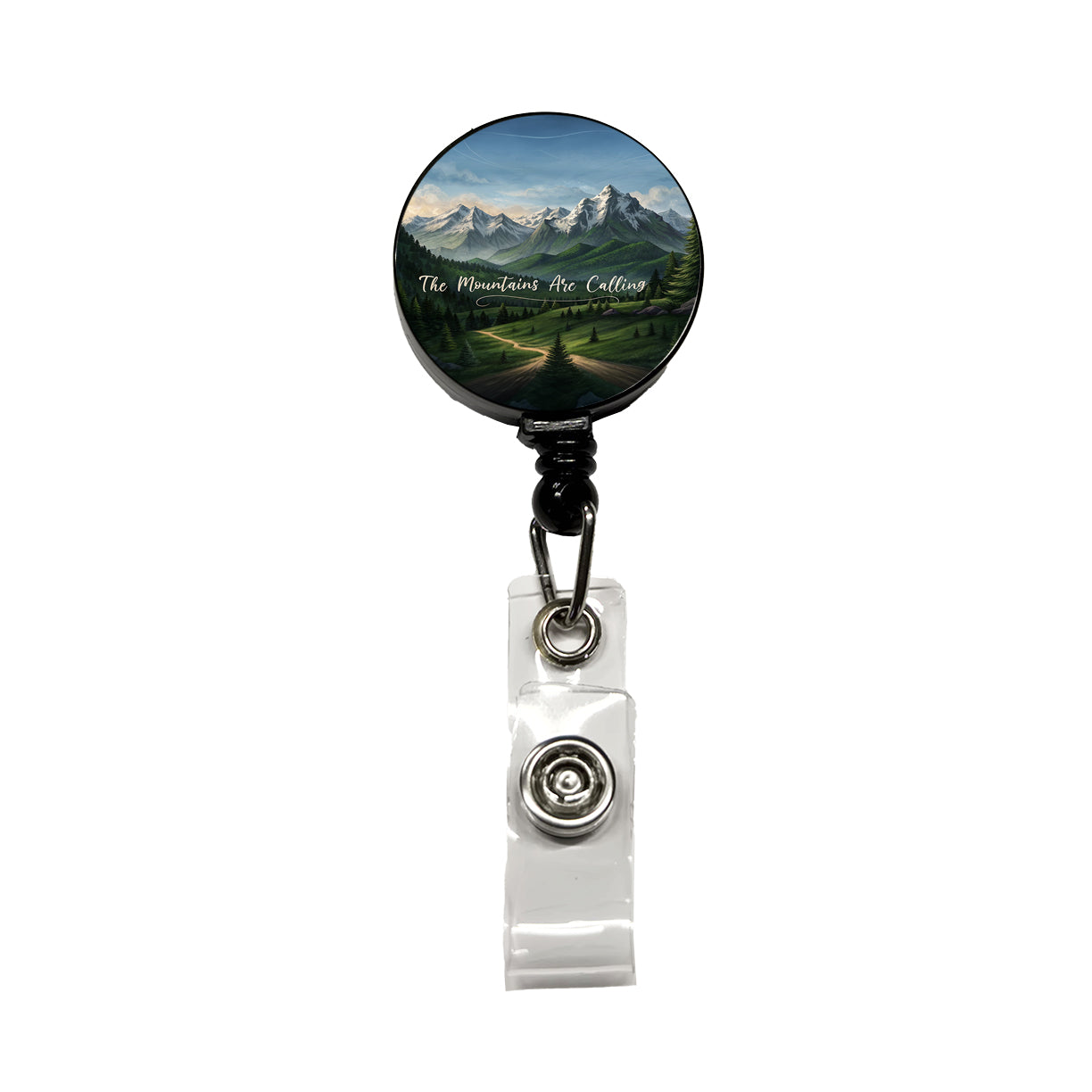 The Mountains Are Calling Hiking Camping Outdoors Adventure Retractable ID Key Card Name Tag Badge Holder with Clip
