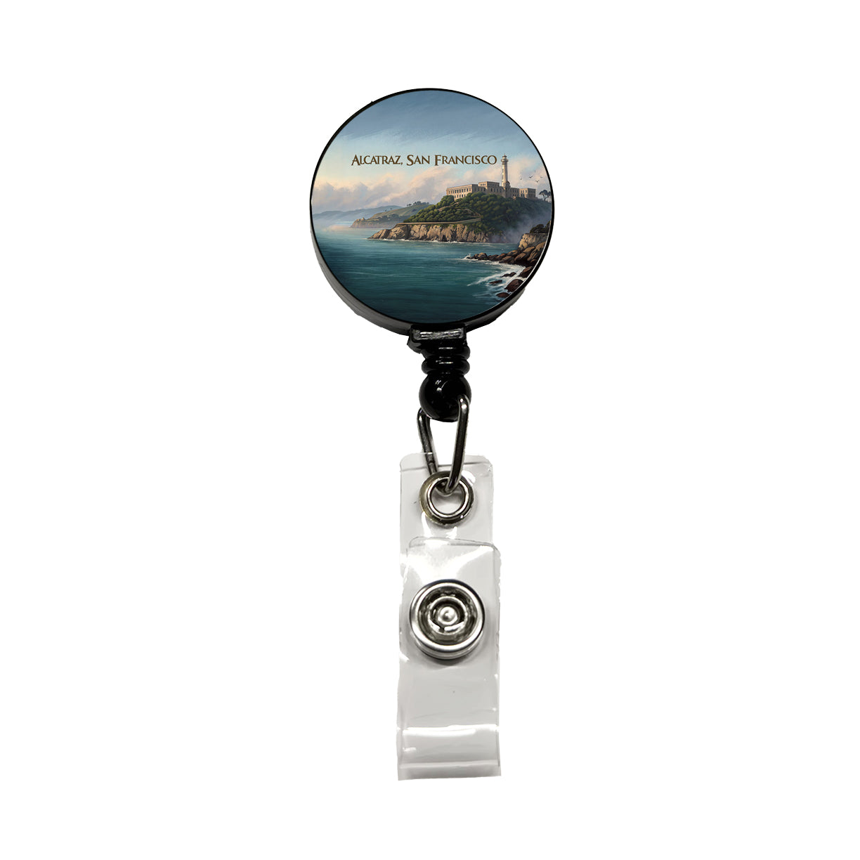 Alcatraz Prison Island San Francisco Retractable ID Key Card Name Tag Badge Holder with Clip