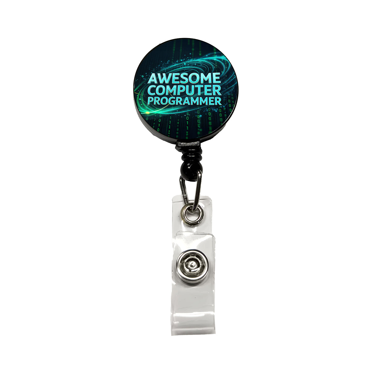 Awesome Computer Programmer Inspirational Retractable ID Key Card Name Tag Badge Holder with Clip