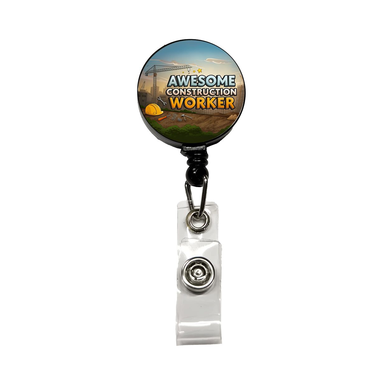 Awesome Construction Worker Inspirational Retractable ID Key Card Name Tag Badge Holder with Clip