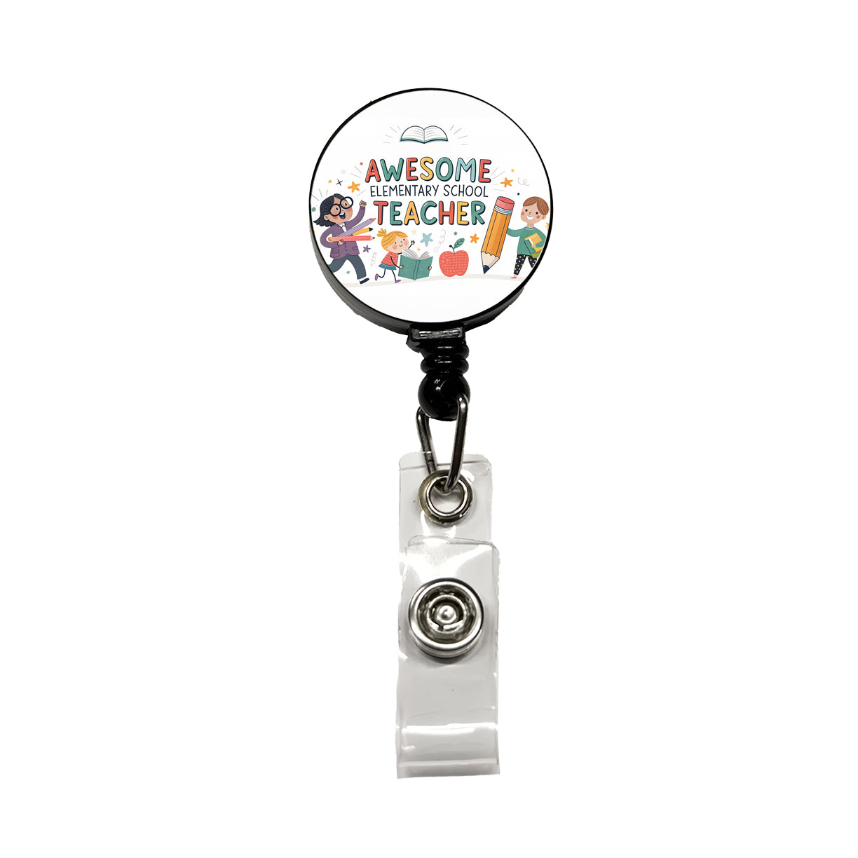 Awesome Elementary School Teacher Inspirational Retractable ID Key Card Name Tag Badge Holder with Clip