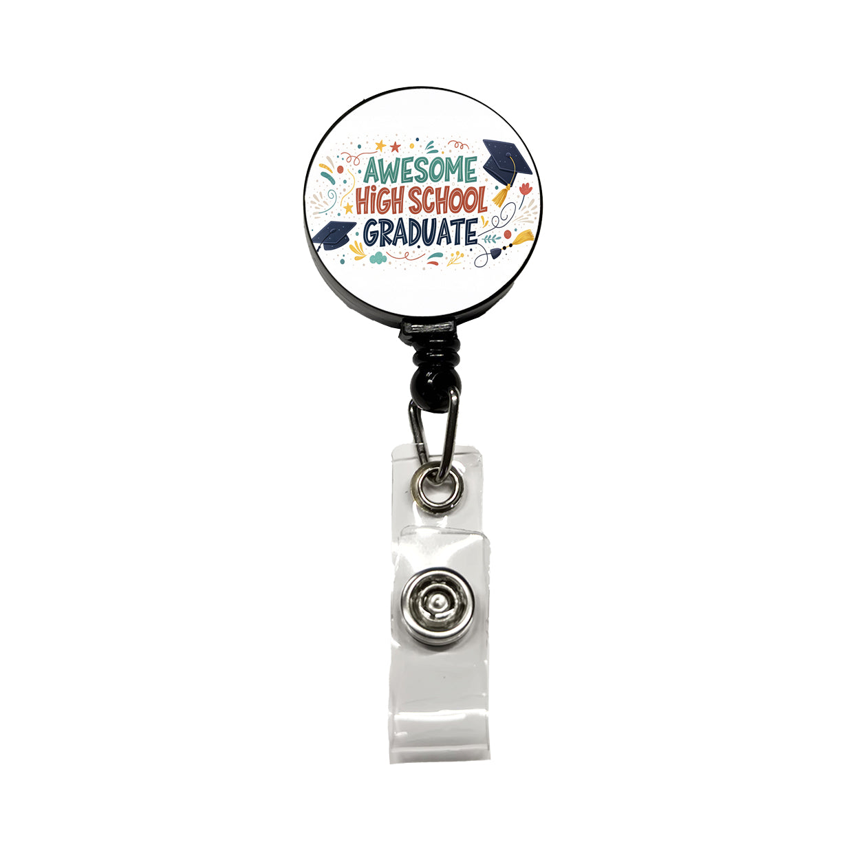 Awesome High School Graduate Graduation Inspirational Retractable ID Key Card Name Tag Badge Holder with Clip