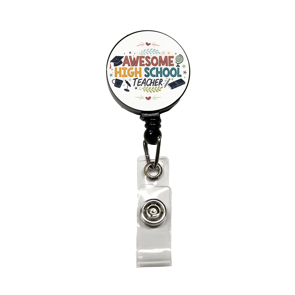 Awesome High School Teacher Inspirational Retractable ID Key Card Name Tag Badge Holder with Clip