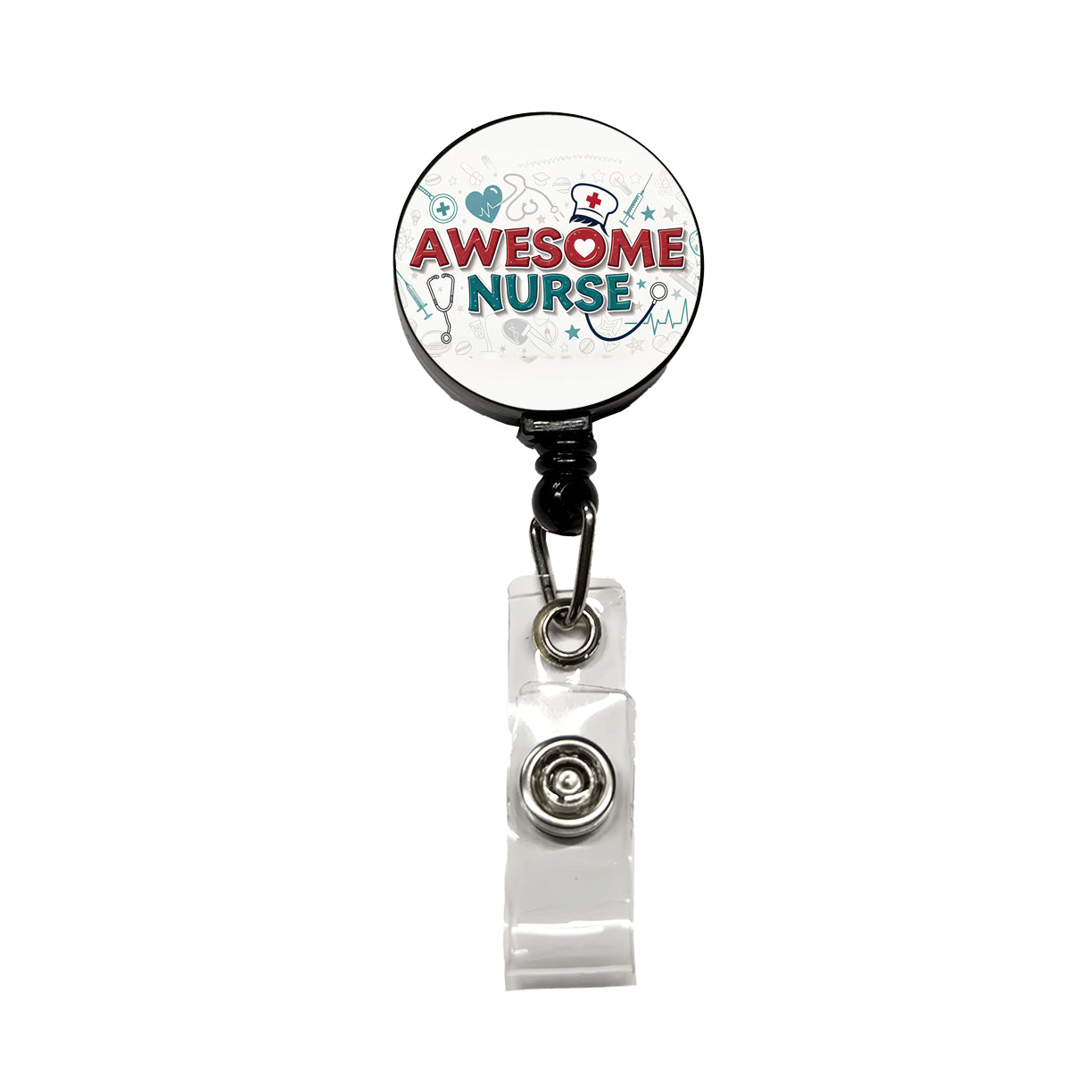 Awesome Nurse Inspirational Retractable ID Key Card Name Tag Badge Holder with Clip