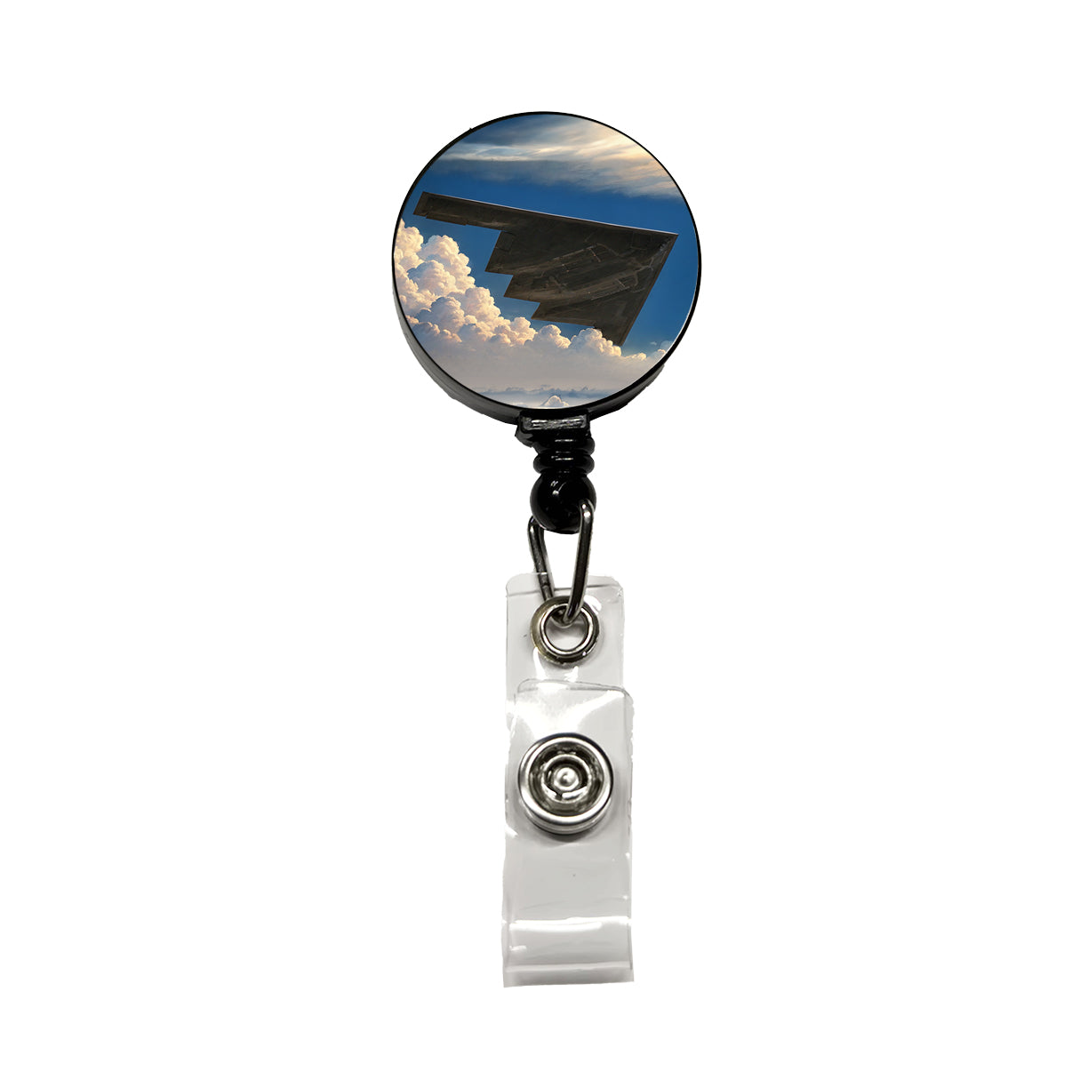 B-2 Spirit Stealth Bomber Airplane In Flight Illustration Retractable ID Key Card Name Tag Badge Holder with Clip