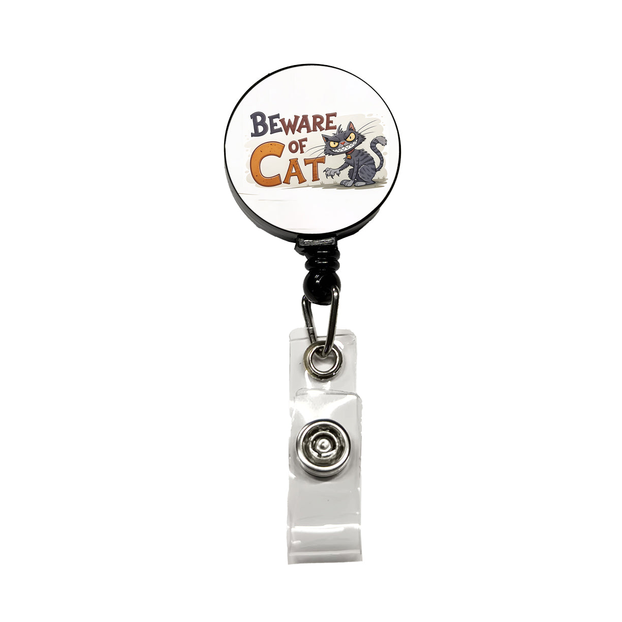 Beware Of Cat Funny Retractable ID Key Card Name Tag Badge Holder with Clip