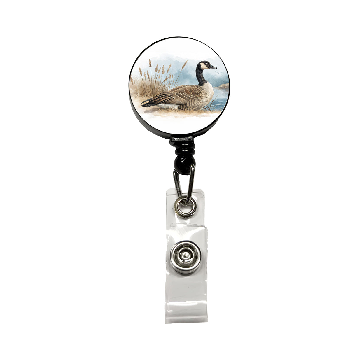 Canada Canadian Goose Illustration Retractable ID Key Card Name Tag Badge Holder with Clip