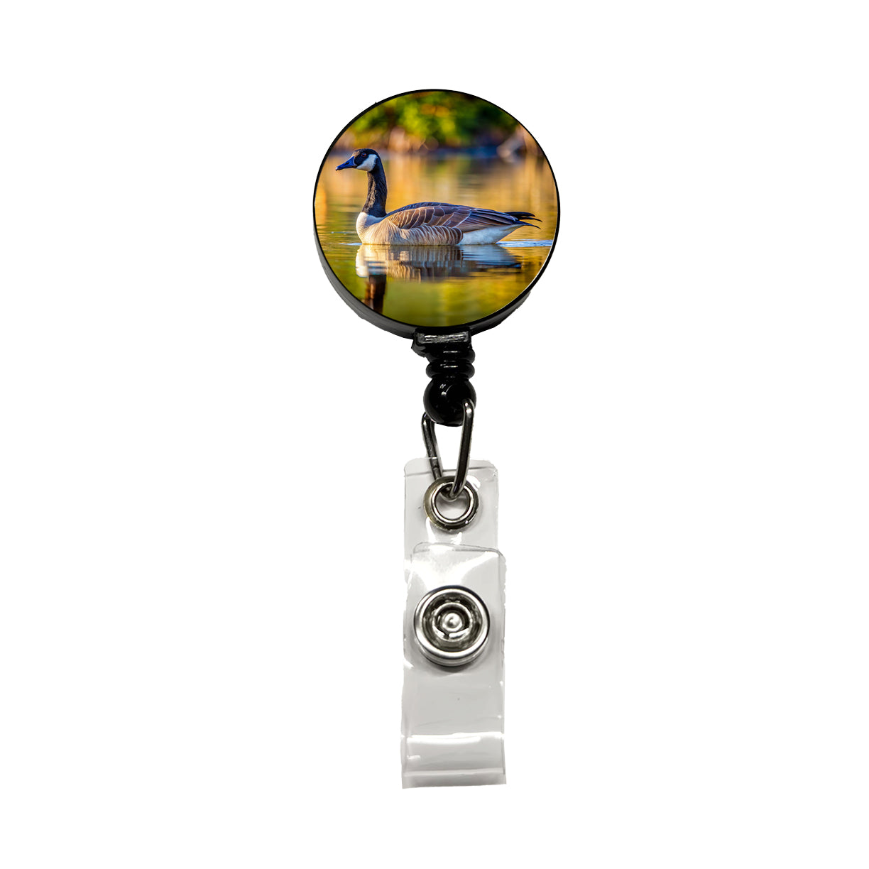 Canada Canadian Goose on Lake Retractable ID Key Card Name Tag Badge Holder with Clip