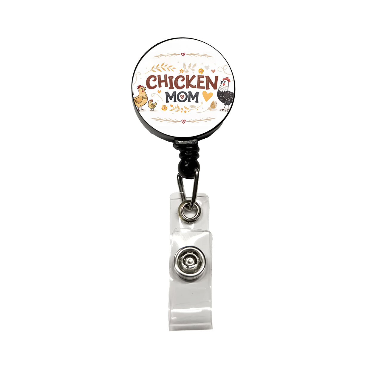 Chicken Mom Cute Funny Retractable ID Key Card Name Tag Badge Holder with Clip