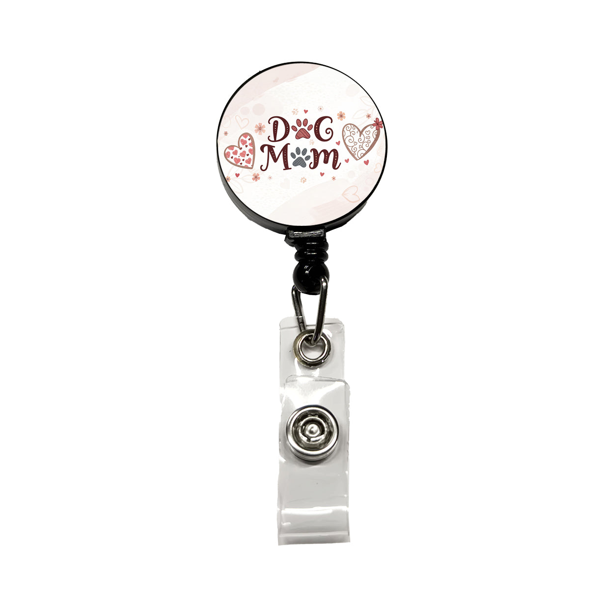 Dog Mom Cute Hearts Retractable ID Key Card Name Tag Badge Holder with Clip