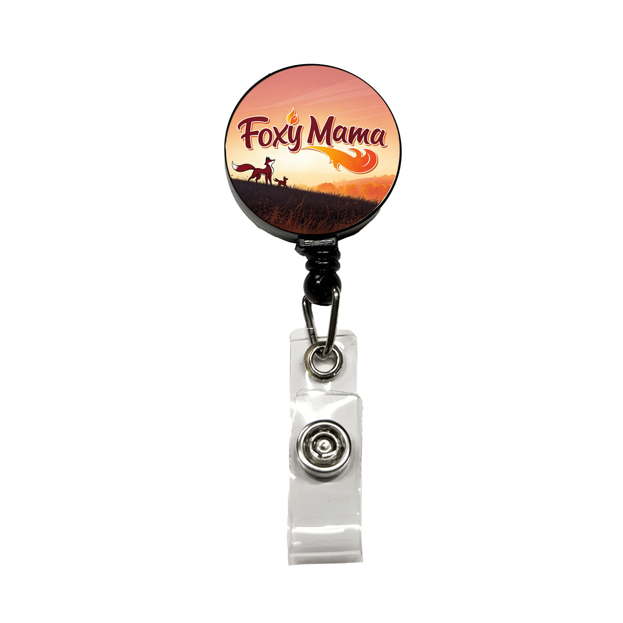 Foxy Mama Hot Fox Fire Funny Retractable ID Key Card Name Tag Badge Holder with Clip