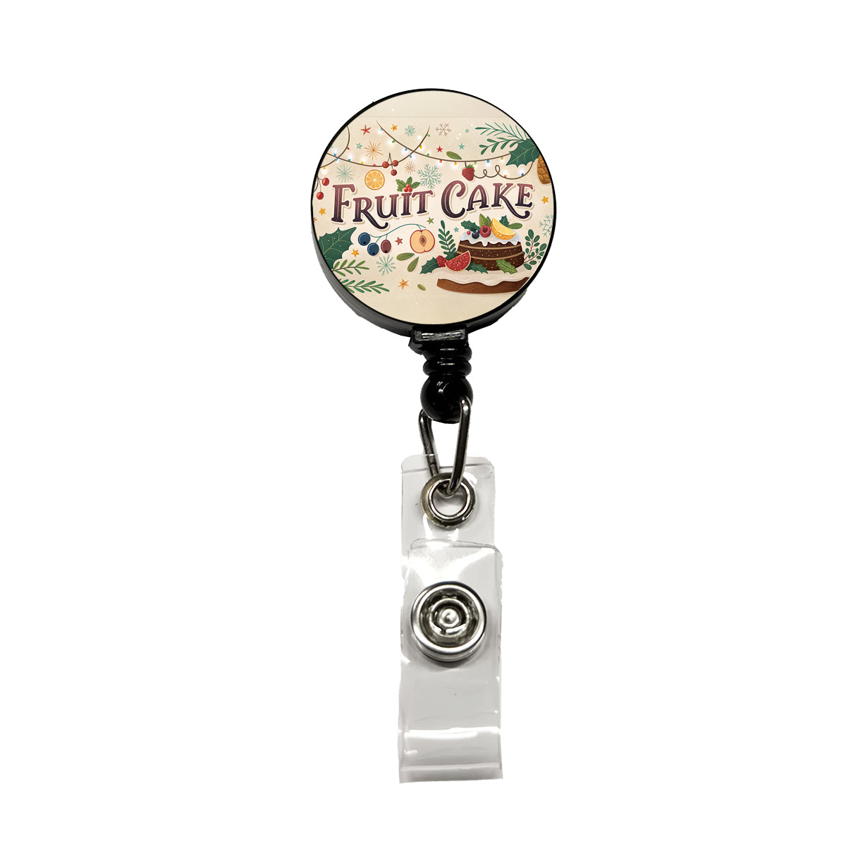Fruitcake Holiday Fruit Cake Retractable ID Key Card Name Tag Badge Holder with Clip