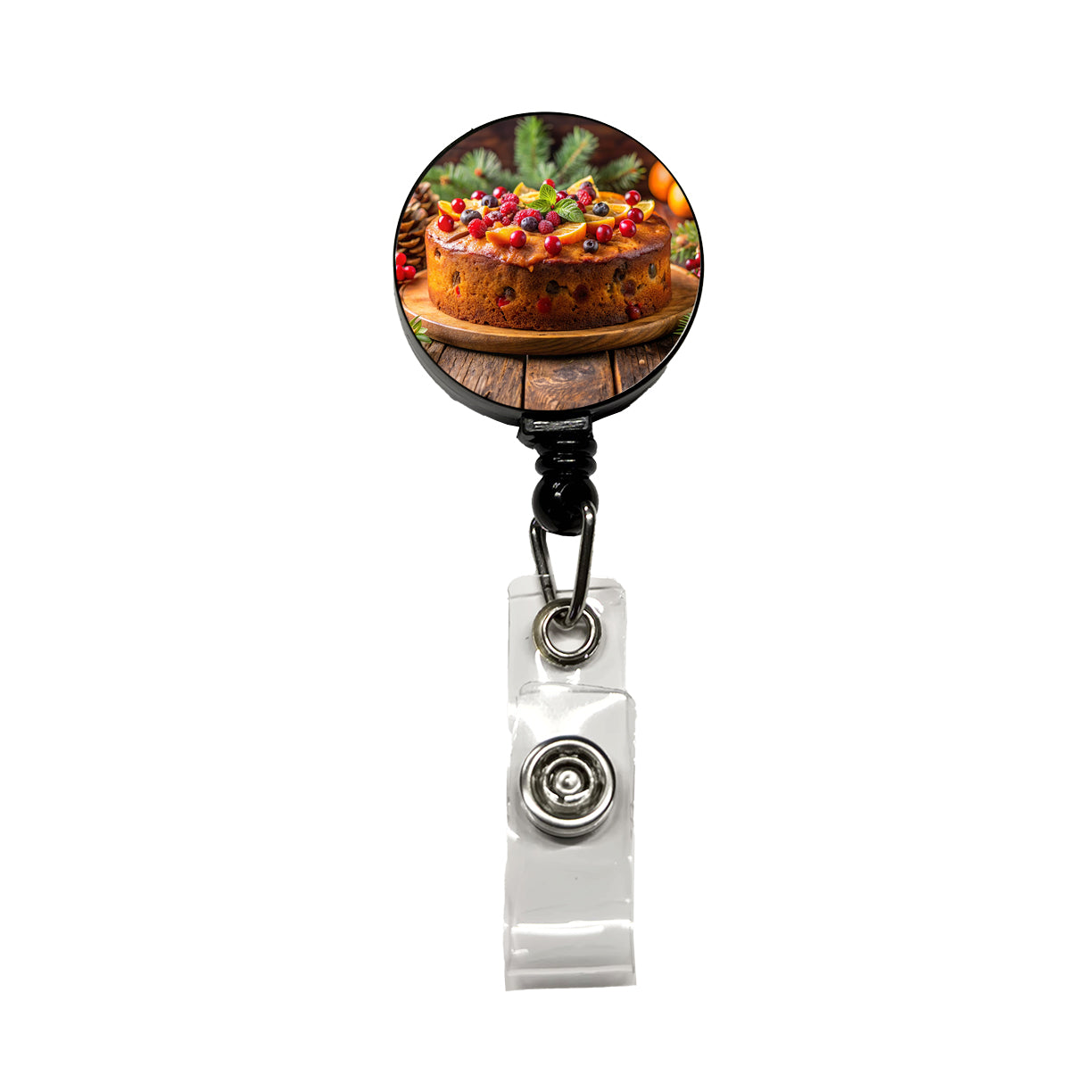 Holiday Fruitcake Fruit Cake Dessert Retractable ID Key Card Name Tag Badge Holder with Clip