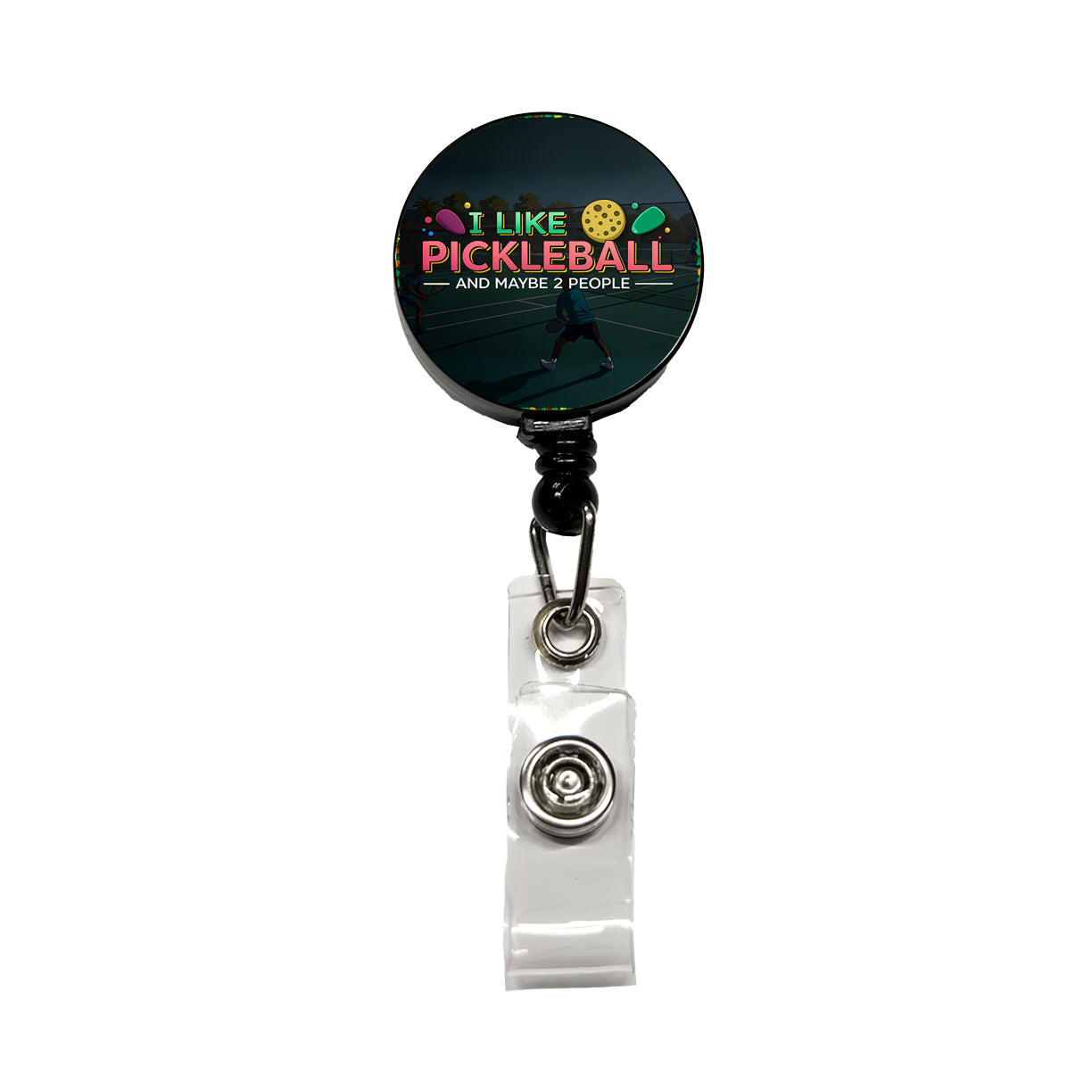 I Like Pickleball And Maybe 2 People Funny Retractable ID Key Card Name Tag Badge Holder with Clip