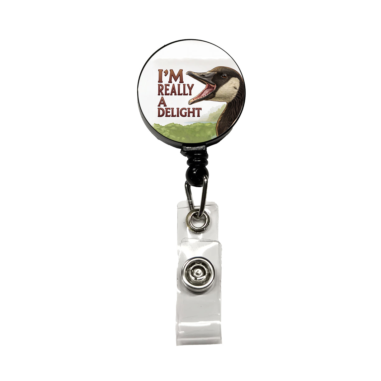 I'm Really a Delight Funny Angry Canadian Goose Retractable ID Key Card Name Tag Badge Holder with Clip