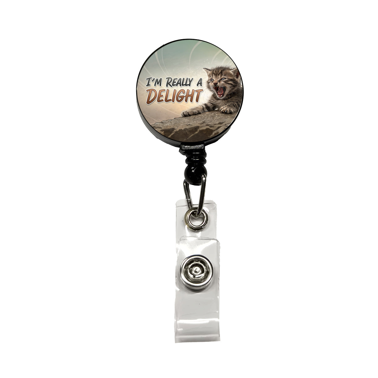 I'm Really a Delight Funny Angry Kitten Retractable ID Key Card Name Tag Badge Holder with Clip