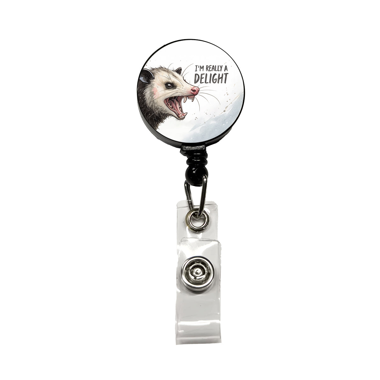 I'm Really a Delight Funny Angry Opossum Retractable ID Key Card Name Tag Badge Holder with Clip