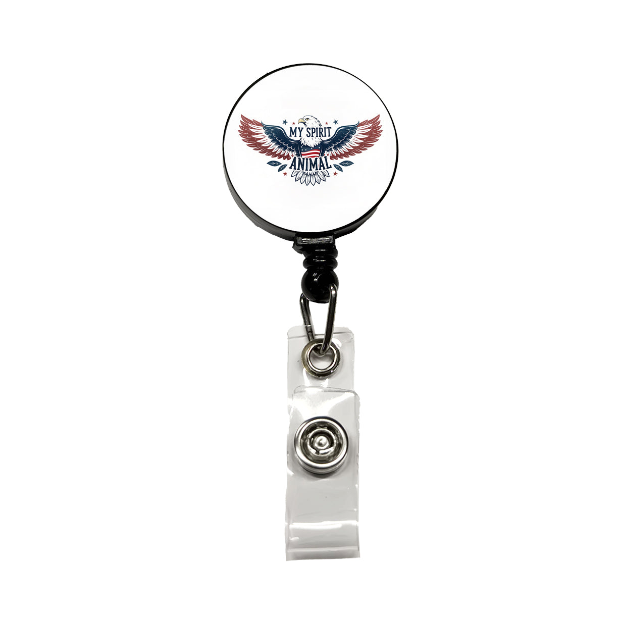 My Spirit Animal Patriotic American Bald Eagle Retractable ID Key Card Name Tag Badge Holder with Clip