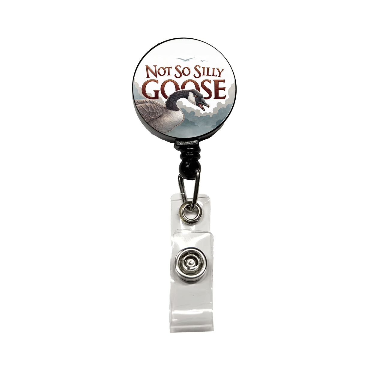 Not So Silly Goose Angry Canadian Goose Funny Retractable ID Key Card Name Tag Badge Holder with Clip