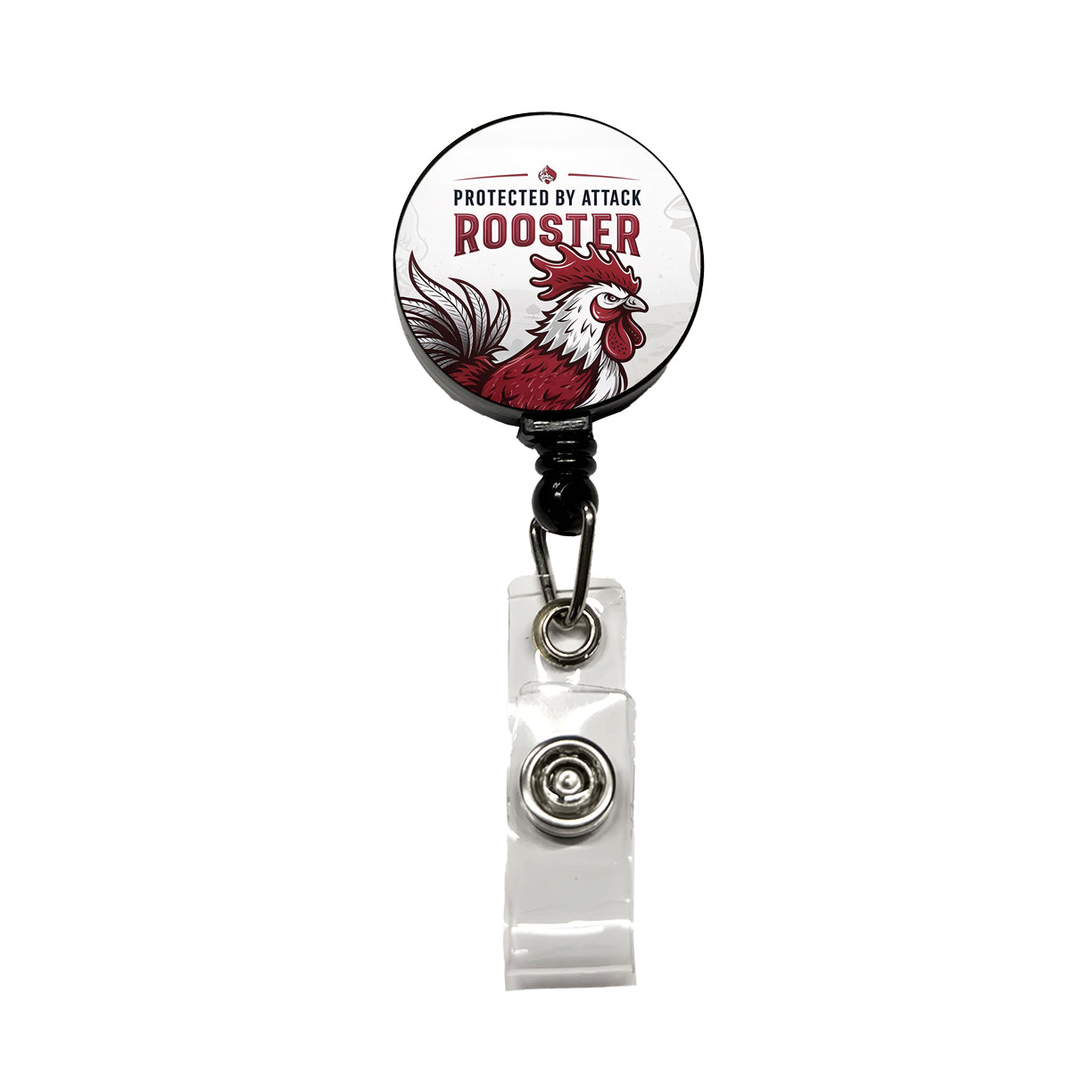 Protected By Attack Rooster Retractable ID Key Card Name Tag Badge Holder with Clip