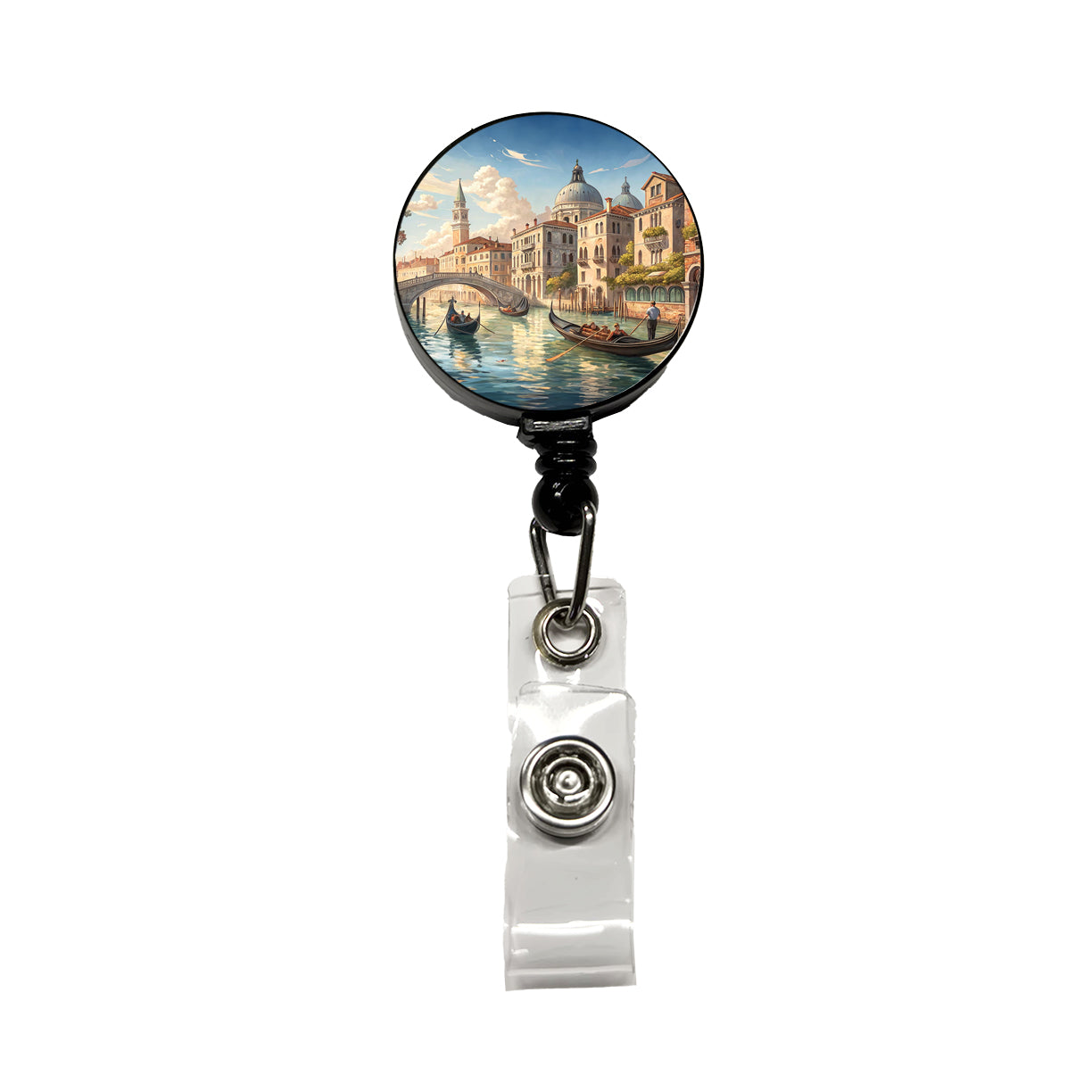 Venice Italy Canal Gondolas Retractable ID Key Card Name Tag Badge Holder with Clip