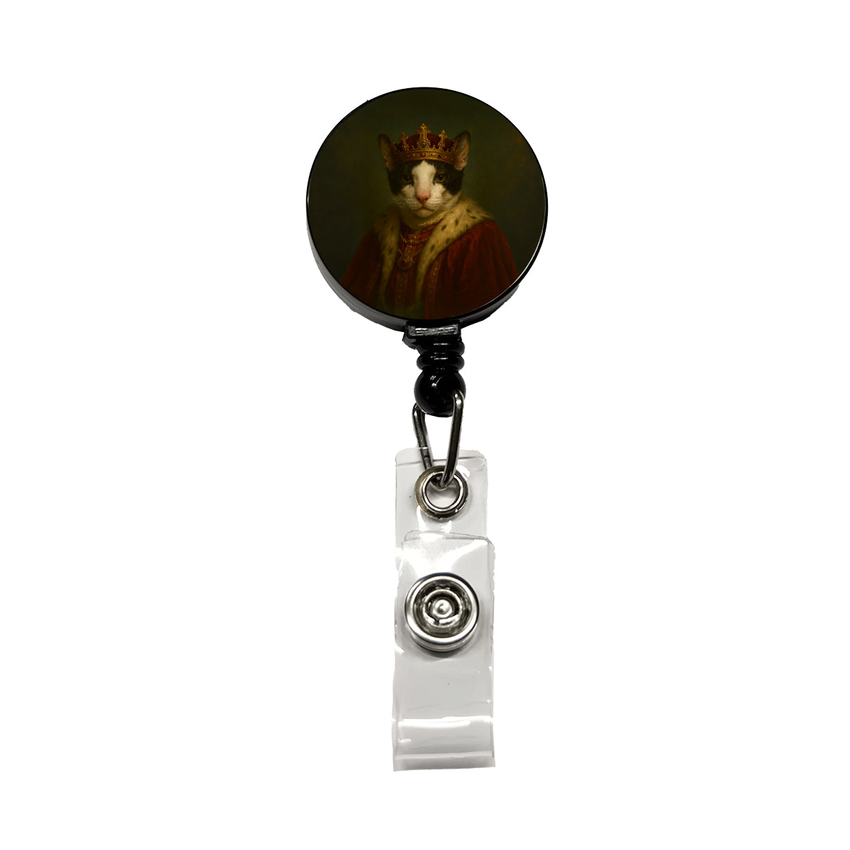 Vintage Cat King Fantasy Painting Retractable ID Key Card Name Tag Badge Holder with Clip